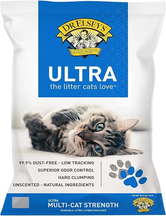 Dr. Elsey’s Premium Clumping Cat Litter - Ultra - 99.9% Dust-Free, Low Tracking, Hard Clumping, Superior Odor Control, Unscented & Natural Ingredients