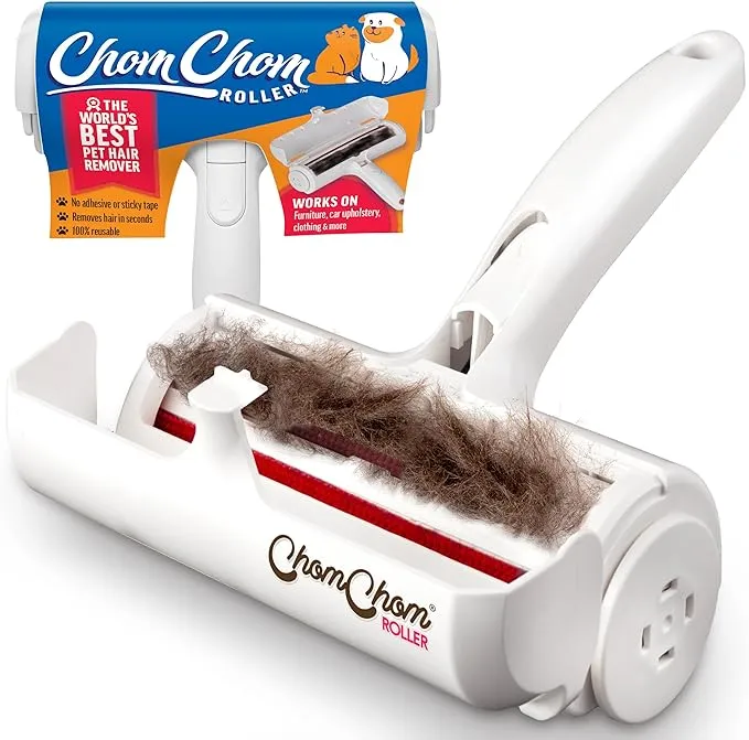 Chom Chom Roller Pet Hair Remover and Reusable Lint Roller - ChomChom Cat and Dog Hair Remover for Furniture, Couch, Carpet, Clothing and Bedding - Portable, Multi-Surface Fur Removal Tool