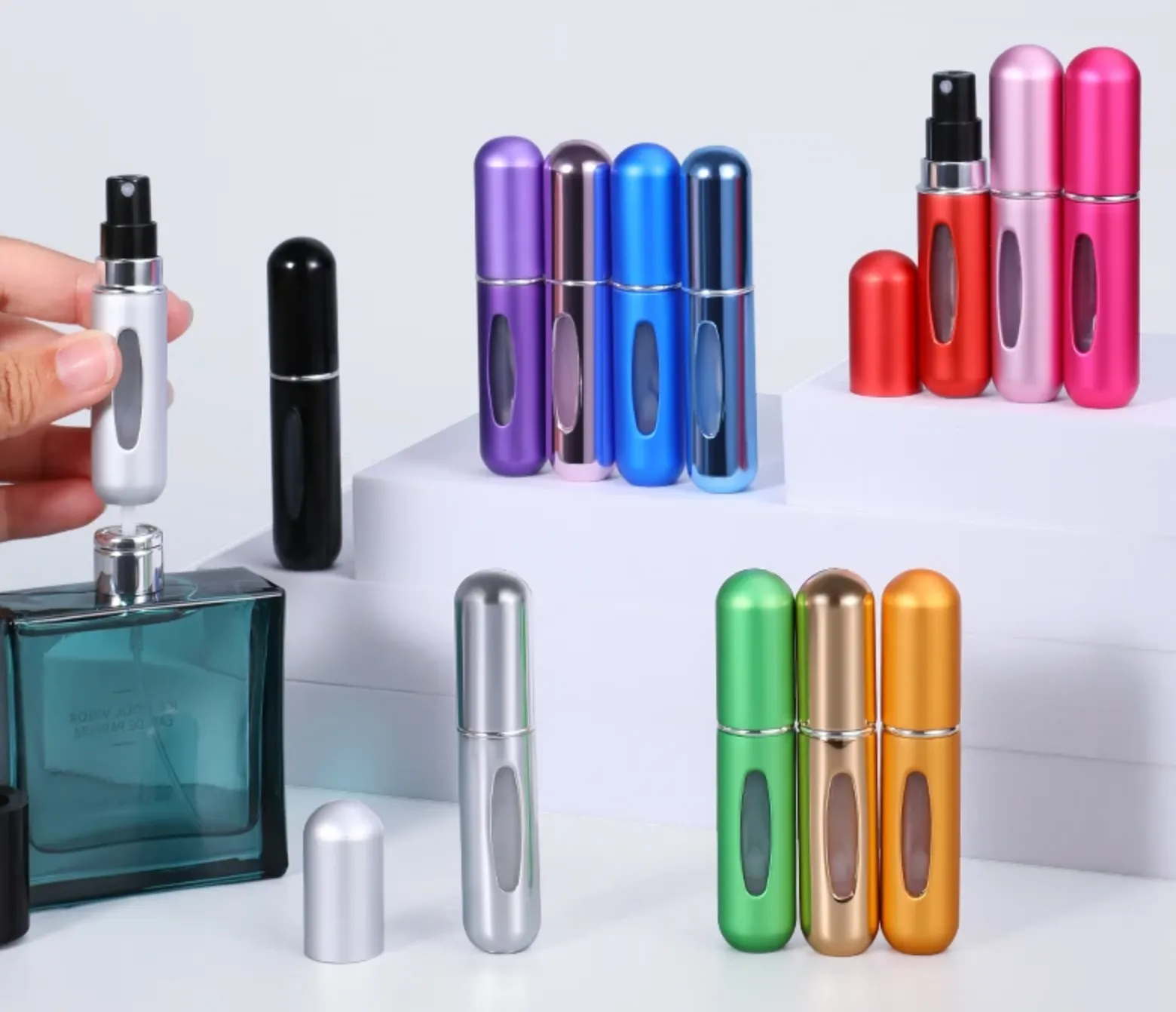 5/8ml Refillable Perfume Spray Atomizer Aluminum Perfume Spray Scent Pump Perfume Atomizer Refillable Mini Bottle for Travel