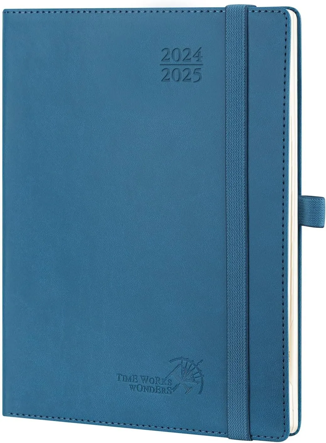 POPRUN Planner 2024-2025 (6.5'' x 8.5'') Academic Year Calendar (July 2024 - June 2025) with Hourly Time Slots, 2024 Weekly Planner for time Management, Leather Soft Cover - Night Sky Blue