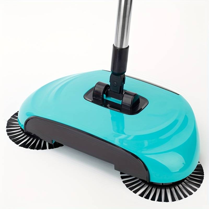 3-in-1 Easy Sweep: Hand Push Sweeper, Mop, Vacuum Combo for All Hard Floors - Effective on Pet Hair & Spills, Extra Cloths Included