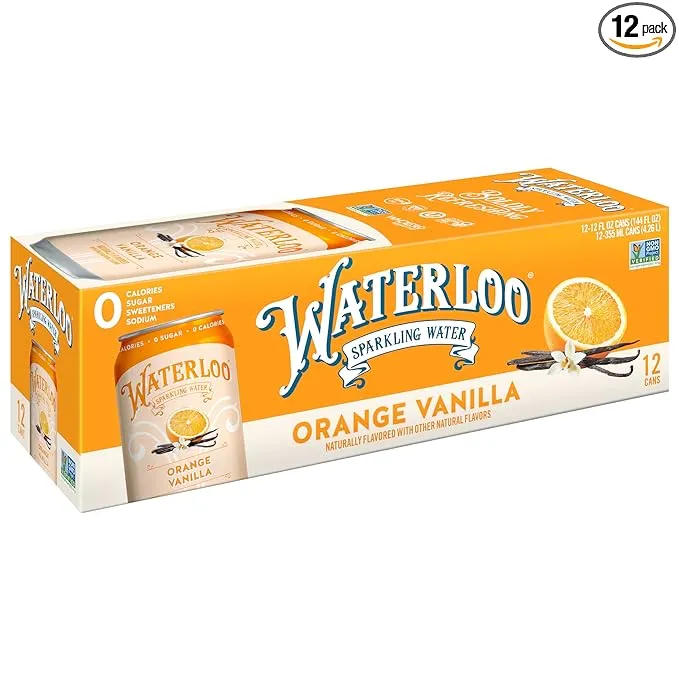 Waterloo Sparkling Water, Orange Vanilla Naturally Flavored, 12 Fl Oz Cans (Pack of 12) – Zero Calories and Zero Sugar or Sweeteners of Any Kind