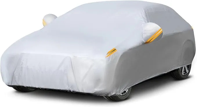 Waterproof Car Cover All Weather Snowproof UV Protection Windproof Outdoor Full car Cover, Universal Fit for Sedan (Fit Sedan Length 154-163 inch, All Silvery)