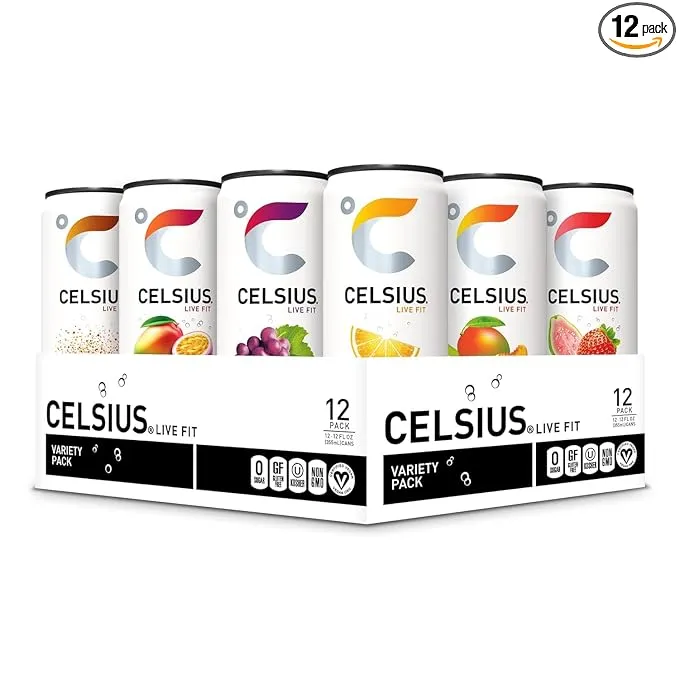 CELSIUS Assorted Flavors Official Variety Pack, Functional Essential Energy Drinks, 12 Fl Oz (Pack of 12)