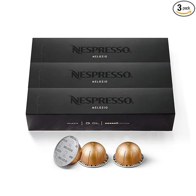 Nespresso Capsules Vertuo, Melozio, Medium Roast Coffee, 30-Count Coffee Pods, Brews 7.77 fl. oz.