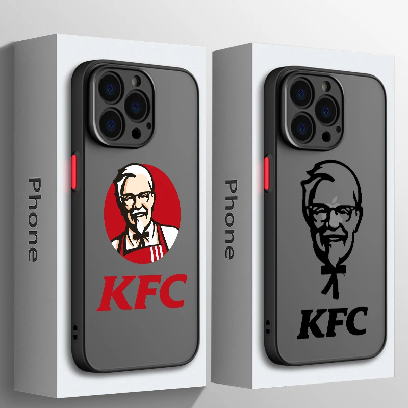 Fashion Grandpa KFC Logo Phone Case For Apple iPhone 15 14 13 12 11 XS Mini Pro Max XR X Matte Frosted Translucent Cover