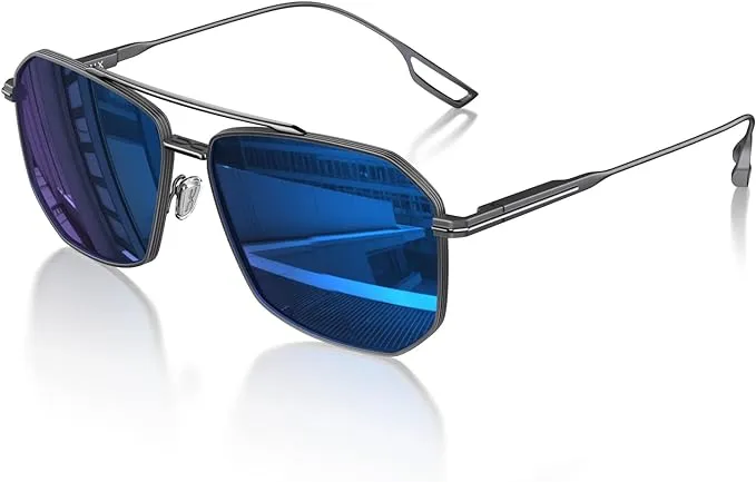 LUENX Aviator Sunglasses for Men Square Polarized Polygon Lens